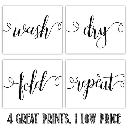 Wash Dry Fold Repeat Set Of Four 11x14 Unframed Typography Art Prints Great Laundry Room Decor Walmart Com Walmart Com