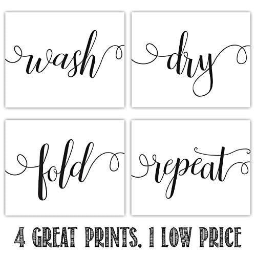 pix Laundry Room Decor Walmart wash dry fold repeat set of four 11x14 unframed typography art prints great laundry room decor