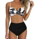thumbnail image 1 of MKLEKYY Trajes De Baño Mujer Women High Waisted Bikini Sexy Push Up Two Piece Swimsuits Vintage Swimsuit Two Piece Retro Ruched High Waist Print Bikini Set 2782, 1 of 6