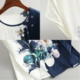 thumbnail image 2 of Blouse pour Femmes en Soie Glacée Col Rond Imprimé Floral Manches Courtes Grande Taille, 2 of 9