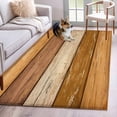thumbnail image 3 of Area Rug for Living Room, Farmhouse Yellow Brown Non-Slip Indoor Large Carpet for Bedroom/Dining Room, Vintage Wooden Striped Washable Low-Profile Rectangle Floor Runner Rugs - 4 x 6 Ft, 3 of 7