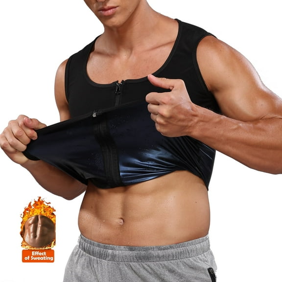 Sweat Vest for Men Waist Trainer Sauna Vest Body Shaper Polymer Zipper Sauna Tank Top Workout Shirt