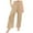 Beige, variant on LIJCC Girls High Waisted Cotton Linen Palazzo Pants Wide Leg Casual Smocked Long Boho Flowy Pant Casual Vacation Outfits Elastic Lounge Trousers with Pocket