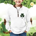 thumbnail image 2 of EnJoCho Half Zip St Patric𝗄s Day Sweatshirts Boys Vintag𝖾 Print Long Sleeve Casual V-Neck Pullover Fashion Irish Shirts Youth Retro Style Top Green Festive Comfy Shamroc𝗄 Design, 2 of 5