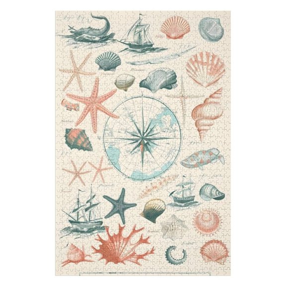 Puzzles for Adults 300 Pieces - Seashells Ships Funny Puzzle - Unique Brain Teaser, for Puzzle Enthusiasts