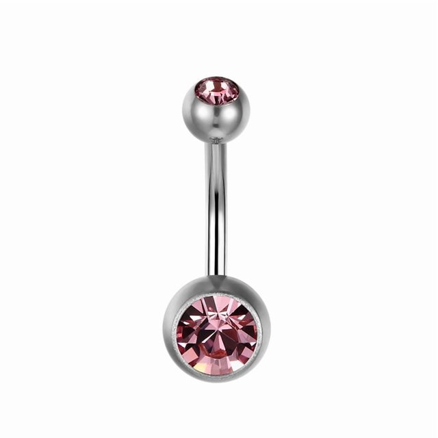 Surgical Titanium Belly Button Ring Bar with Zircon - 14G 8mm 10mm 12mm Body Jewelry