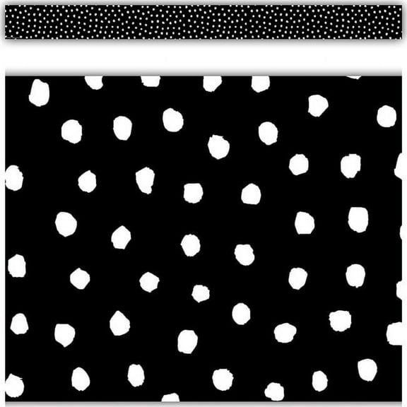 White Painted Dots on Black Straight Border Trim [TCR8341]