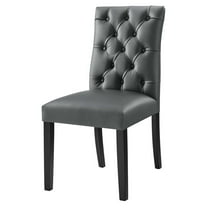 Side Dining Chair, Grey Gray, Vegan Leather, Kitchen Cafe Bistro Hospitality Restaurant, Modern Contemporary HB32925