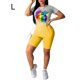 thumbnail image 1 of Conjunto de ropa deportiva para mujer, conjunto de pantalones cortos con top de yoga, camiseta deportiva de manga corta, amarillo, L kenally  AP002243-03, 1 of 5