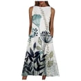 thumbnail image 2 of LoyisViDion Women Plus Size Dress Clearance Women Fashion Loose Sleeveless Pocket Long Dress O-Neck Print Retro Dress Green 14(XXL), 2 of 5