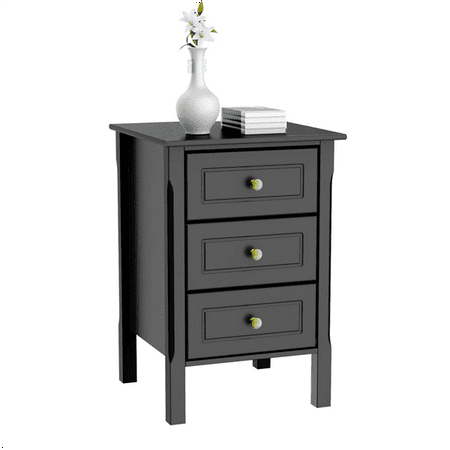 3 Drawers Nightstand Tall End Table Storage Wood Cabinet ...