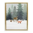 thumbnail image 5 of Stupell Industries Winter Season Forest Animals Fox Deer Squirrel Metallic Gold Framed Floating Canvas Wall Art, 24x30, by House Fenway, 5 of 5
