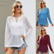 thumbnail image 2 of Suéter hueco para mujer, suéter holgado con cuello redondo y abertura en la parte inferior, top de diseño para usar en el exterior, novedad de 2023, 2 of 4