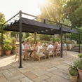 thumbnail image 2 of Outsunny 19' x 10' Pergola with Retractable Canopy for Patio, Dark Grey, 2 of 10