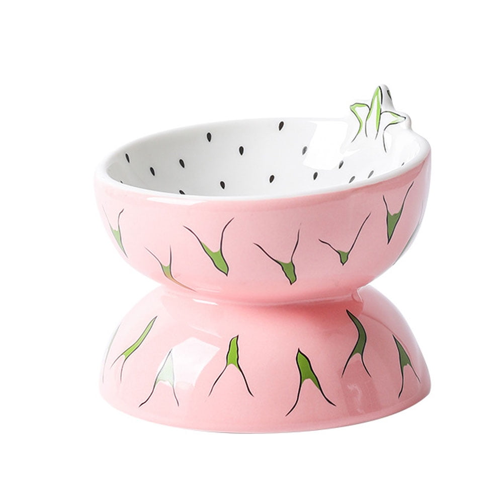 6.5 Inch Extra Wide Ceramic Raised Cat Bowls – Tilted Elevated Feeder For Cats & Small Dogs