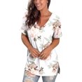 thumbnail image 4 of Womens Shirts Short Sleeve Flowy Tops High Low Tunic V Neck Casual Loose Tshirts, 4 of 5