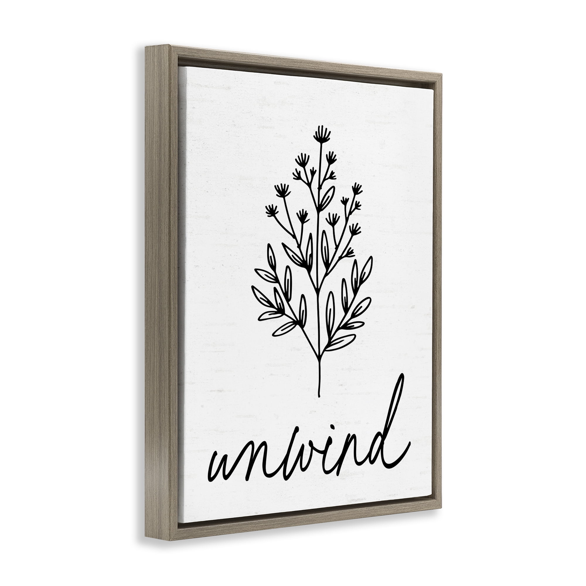 Bathroom Herb Unwind Brown Framed Floater Canvas Wall Art, design by Lettered and Lined