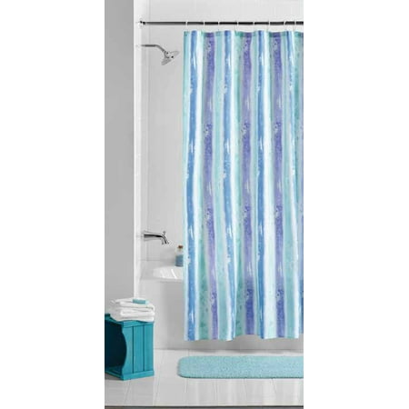 Solid Color Fabric Shower Curtain - Mainstays Embossed Stripe Fabric Shower Curtain, 1 Each