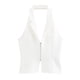 thumbnail image 3 of HH TRAF Tops cortos de verano con cuello halter para mujer, tops de moda de color sólido con solapa sin mangas, tops sexis con escote en V ajustados y sin espalda para mujer, 3 of 5