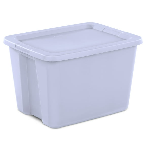 Sterilite Large Storage Bin, 18 Gallon Plastic Storage Container with Snap-On Lid, Light Purple