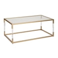 thumbnail image 6 of DecMode 46" x 19" Gold Metal Open Framed Coffee Table with Clear Glass Top and Acrylic Legs, 1-Piece, 6 of 12