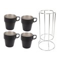 thumbnail image 2 of Stackable Coffee Cup, Double Layer Camping Cups Set 4PCS  For Beverage Silver,Black, 2 of 8