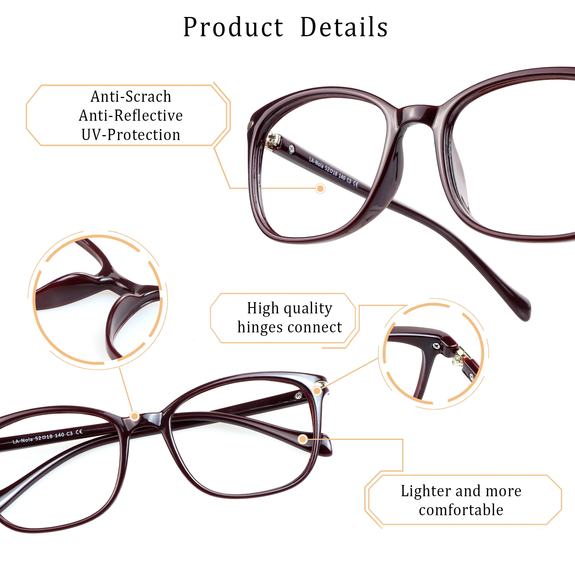 LifeArt Bifocal Reading Glasses with Round Lenses, Blue Light Blocking Glasses for Women Men, Anti Glare, Reduce Eyestrain (Red,+0.00/+1.25 Magnification)