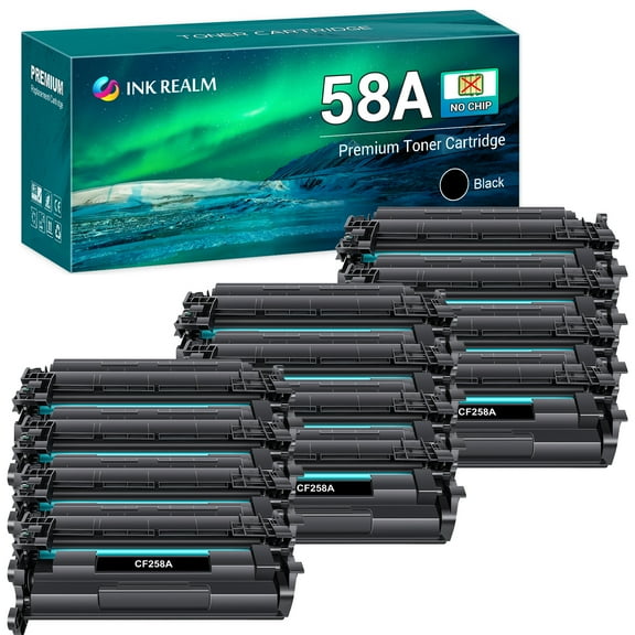 58A CF258A | (No Chip) Compatible Toner Replacement for HP 58A CF258A 58X CF258X Pro M404n M404dn MFP M428fdw M428fdn M404dw M428dw M404 M428 M304 Printer Ink (Black, 12-Pack)