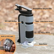 Carson MicroFlip 100x-250x LED Lighted Pocket Microscope Bundle with 24 Prepared Slides (MP-250BUN)