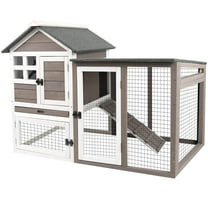 Luku Rabbit & Chicken Cage Two-Story Pet House, Waterproof Indoor/Outdoor Hutch with Wooden Ramp, Secure Wire Mesh, Accessories Included, Spacious Bunny & Poultry Habitat