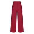 thumbnail image 4 of Edvintorg Women's Wide Leg Pants High Elastic Waisted Business Work Trousers Long Straight Suit Pants Fashion Casual Solid Color Zippers Lace Up Pants Red L, 4 of 5