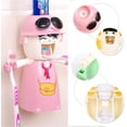 thumbnail image 4 of Soportes para cepillos de dientes para niños con taza, lindos dispensadores de pasta de dientes con manos libres Estuche exprimidor automático de pasta de dientes con dibujos animados para niños, kit de baño montado en la pared fácil de limpiar Ormromra ZJWJ674-4, 4 of 6
