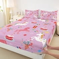 thumbnail image 3 of Feelyou Magic Cartoon Unicorn Twin Sheet Sets, Happy Birthday Party Twin Fitted Sheet, Kawaii Star Print Flat Sheet, Lightweight Room Decor, 3 Pieces, 3 of 7