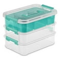 thumbnail image 1 of Sterilite Convenient Home 3-Tiered Stacking Carry Storage Box, (24 Pack), 1 of 12