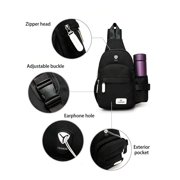 Deago Canvas Sling Bag for Men & Women - Chest Shoulder Bag Unbalance Crossbody Backpack Water Resistant Daypack for Gym Travel Hiking (7.1 * 2.75 * 13.5, Black)