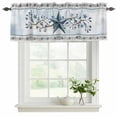 thumbnail image 2 of Country Star Blue Valances for Windows, Decorative Rod Pocket Window Valance Curtains, Farmhouse Vintage Branches Wooden Short Curtain Drapes for Kitchen/Bathroom/Living Room, 2 Panels, 42" W x 12" L, 2 of 8