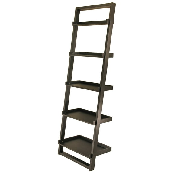 Winsome Wood Bailey 5-Tier Leaning Shelf, Black Finish