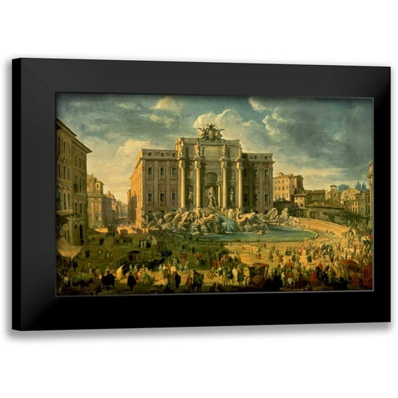 Pannini, Giovanni Paolo 14x10 Black Modern Framed Museum Art Print Titled - The Trevi Fountain in Rome