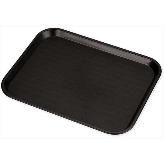 14" x 18" Black Polypropylene Fast Food Cafeteria Serving Trays, Slip Resistant Stackable BPA-Free Food Trays for Schools and Cafes