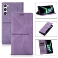 thumbnail image 1 of ELEHOLD for Samsung Galaxy S23 Case Wallet Case, Luxury Retro PU Leather TPU Inner Magnetic Card Slots Cash Pokcet Kickstand Wear-Resisitant Shockproof Flip Business Case, Purple, 1 of 8