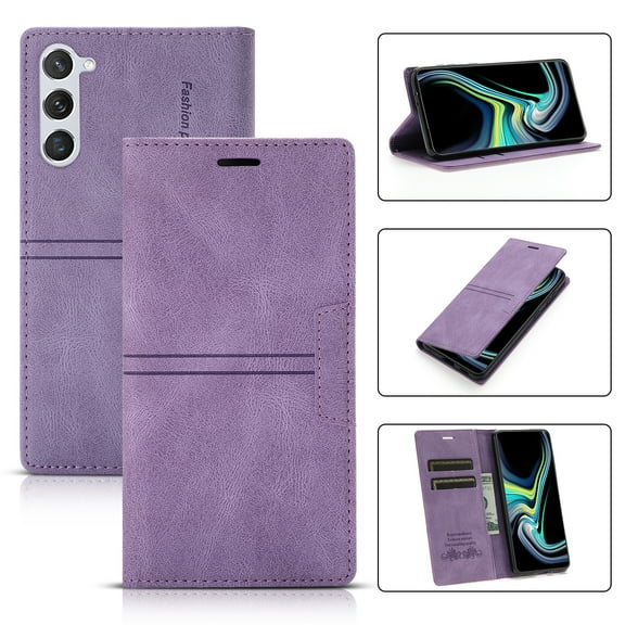 Nalacover for Samsung Galaxy S23 Wallet Case, Premium PU Leather + Soft Silicone Shockproof Magnetic Closure Flip Folio Cover with Kickstand Card Slots Holder Protective Case, Purple