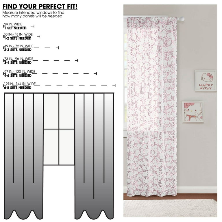Hello Kitty 38" x 84" Metallic Sheer Curtain Panel photo 4