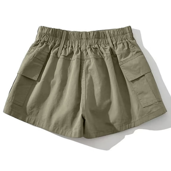 ClodeEU Women's Linen Blend Shorts with Button,Solid Color Elastic Waist Casual Summer Bottoms Army Green,Womens Plus S