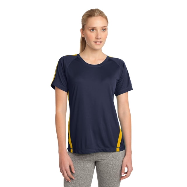 Camiseta SPORT-TEK Colorblock PosiCharge Competitor para mujer L Azul marino/Oro deporte-tek LST351