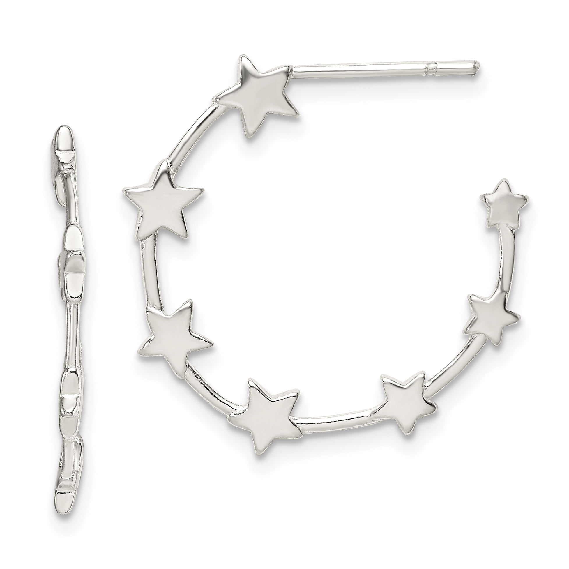 Primal Silver Sterling Silver Star Hoop Earrings