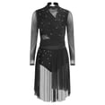thumbnail image 3 of SiiRoh Women's Lyrical Dance Dress Long Sleeve Backless Skirt Leotard Modern Contemporary Dancing Outfit Black L, 3 of 5