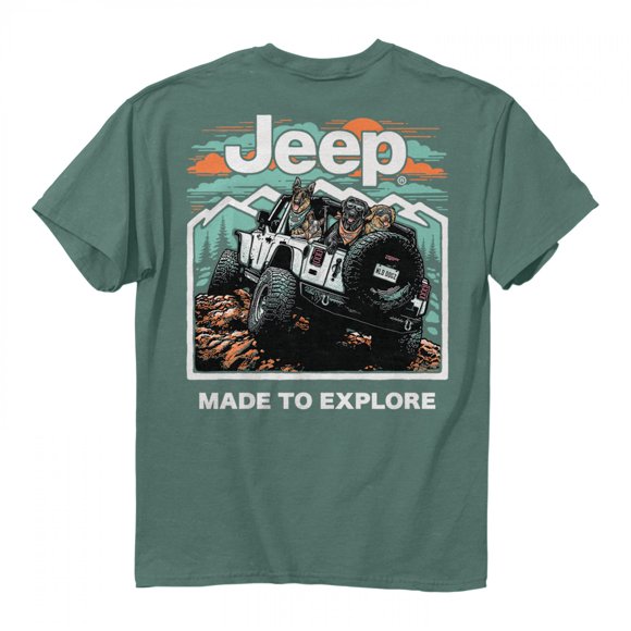 Jeep Made to Explore Front and Back Print Pigment Dyed T-Shirt-2XLarge