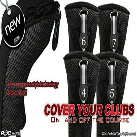 Black All Hybrid Headcover Set 4 5 6 7 Golf Club Covers Head Cover Neoprene Mesh (Best 2 Hybrid Golf Club 2019)
