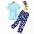 thumbnail image 7 of FUNDUFI Women Cotton Pajamas Set Short Sleeve Top Capri Pants Sleepwear Pyjamas Plus Size Cozy Homewear, 7 of 7
