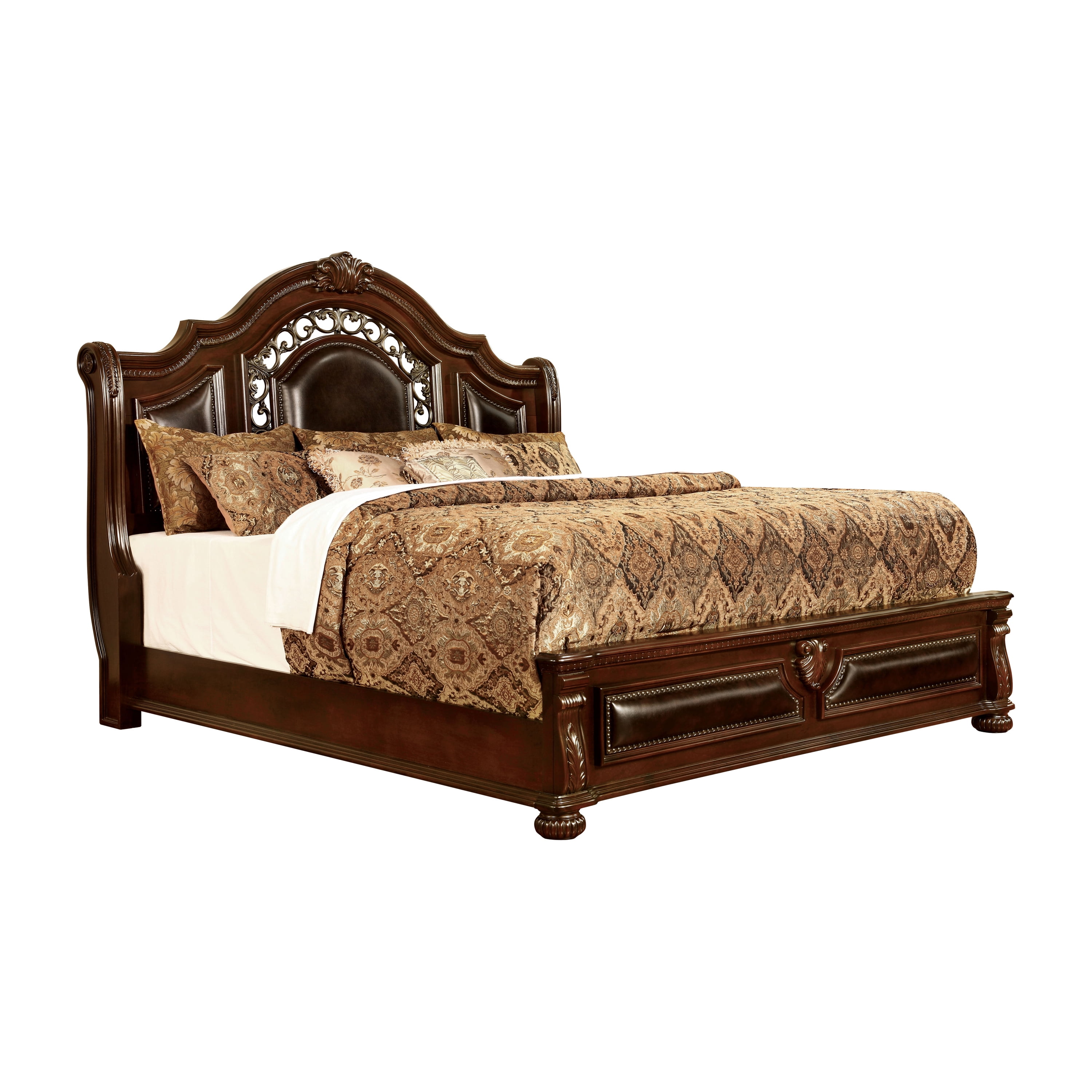 Furniture of America Balissta Panel Bed, Queen, Brown Cherry